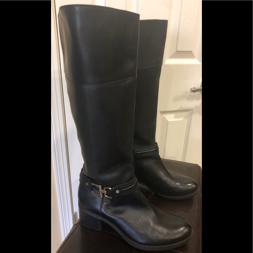 Bandolino Leather Black Riding Boots 7 Women’s